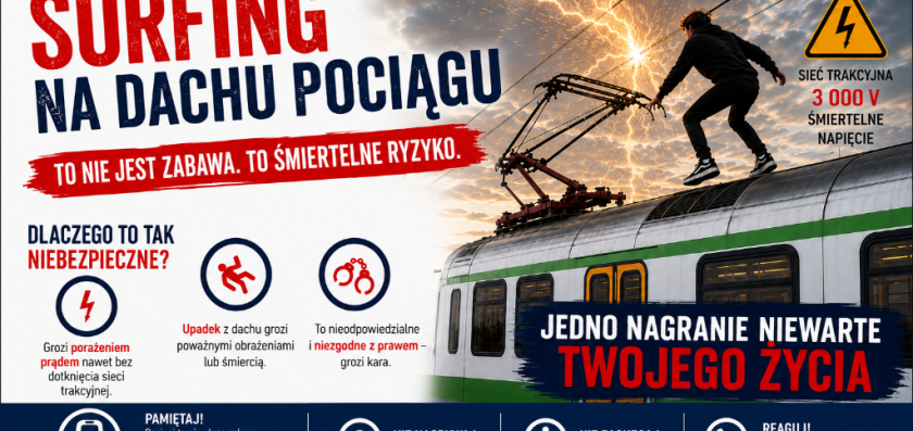 Straż Ochrony Kolei ostrzega przed trainsurfingiem