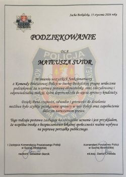 Wyróżnienie dla funkcjonariusza Straży Ochrony Kolei za odwagę i wzorową postawę